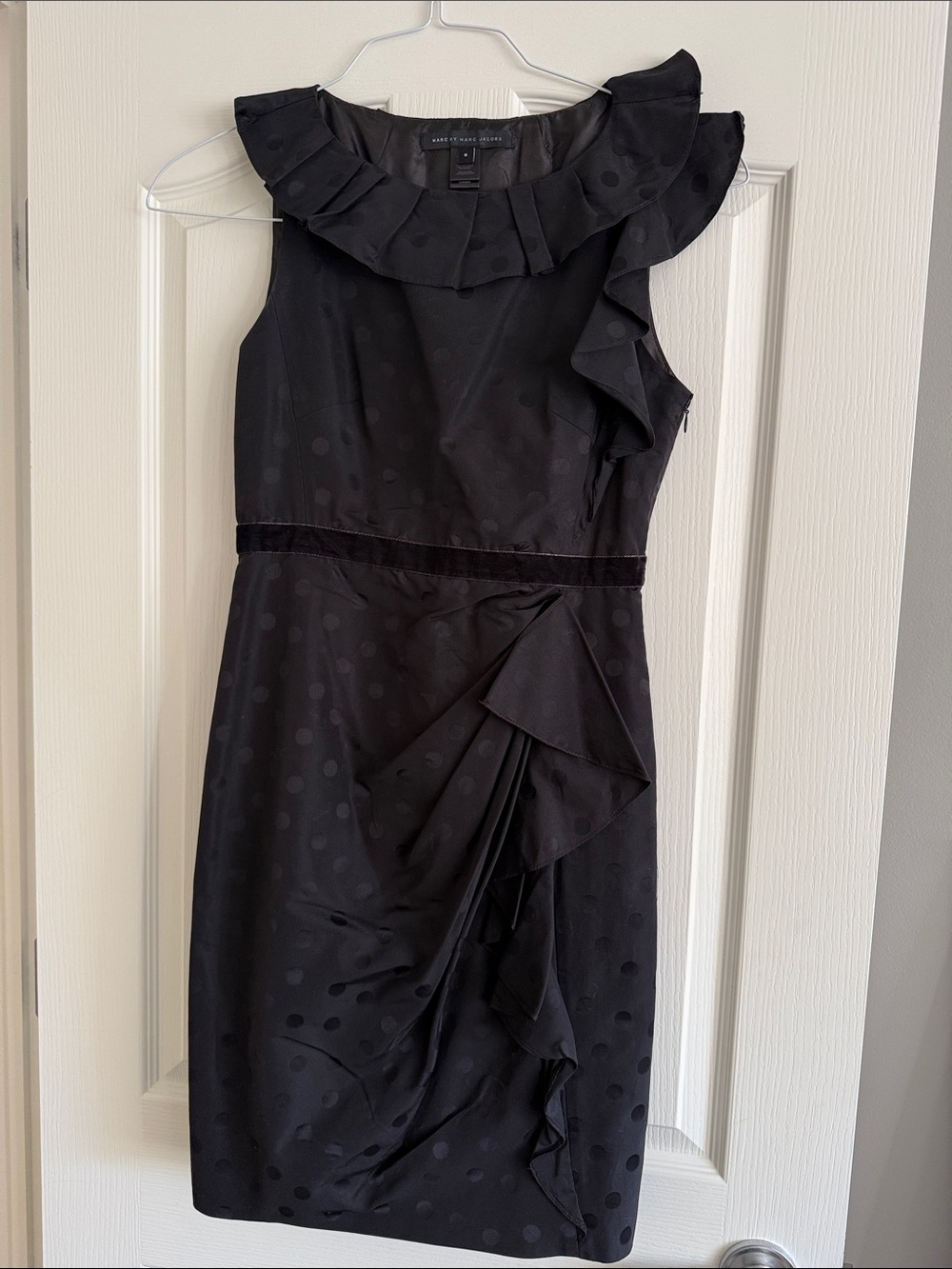 Marc Jacobs Black One-Shoulder Ruffle-Accent Dress